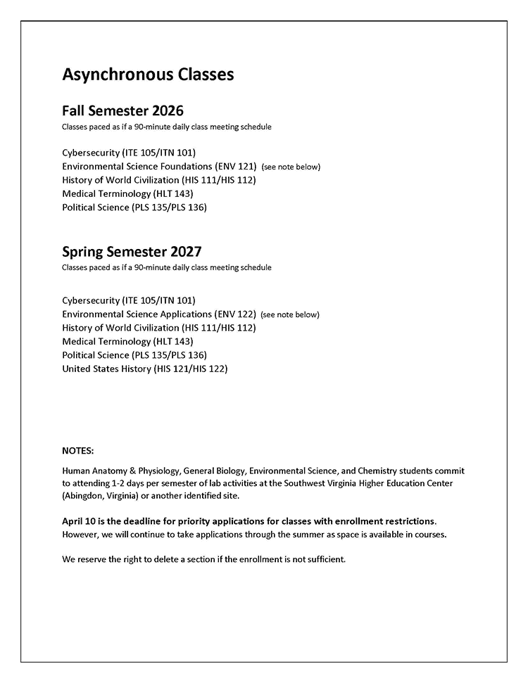 2026-2027 Course Schedule, page 3