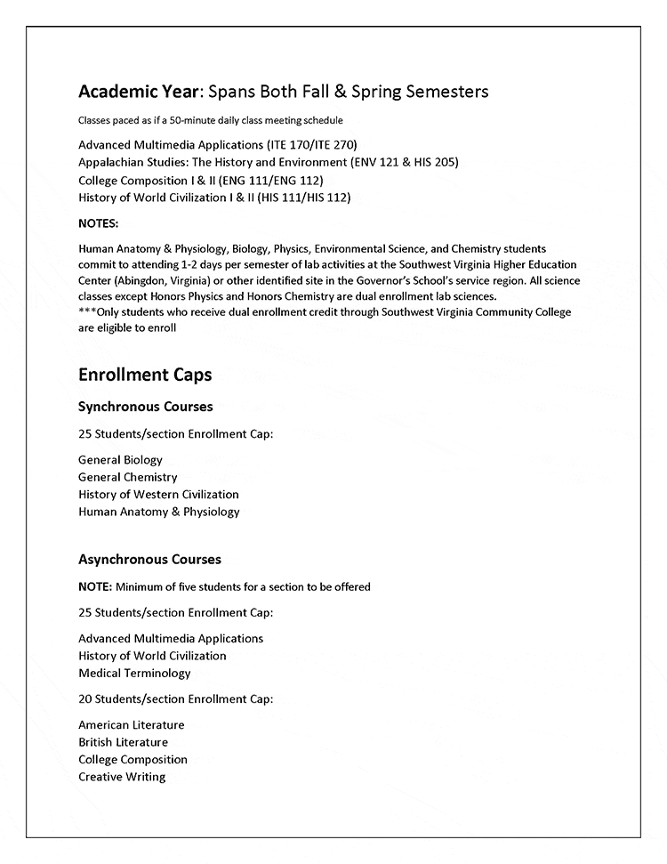 2026-2027 Course Schedule, page 4